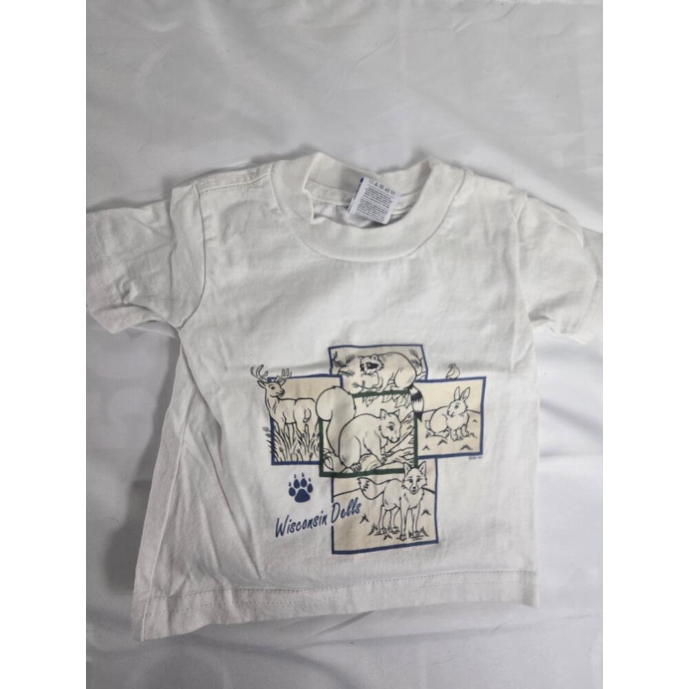 Wisconsin Dells Baby T Shirt 6M White Wildlife Souvenir Tee Deer Fox Bunny